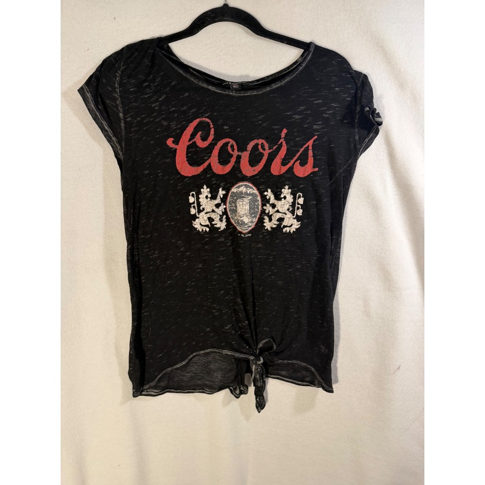 Rock & Republic Coors Banquet Burnout Graphic Tie Front Tee Black XL
